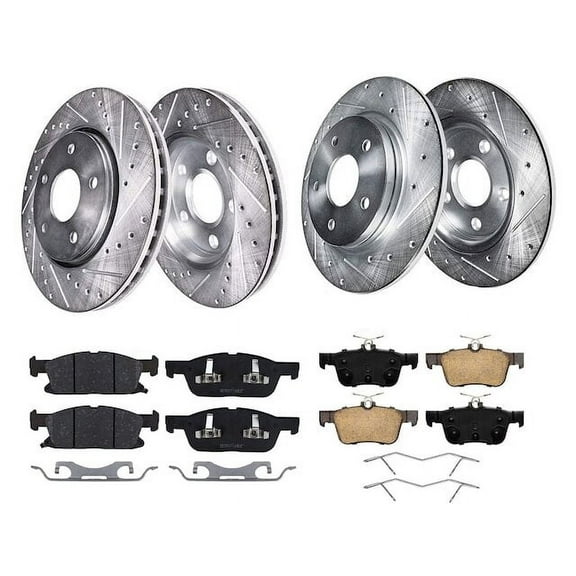 Front and Rear Brake Pad and Rotor Kit - Compatible with 2015 - 2018 Ford Edge 2016 2017