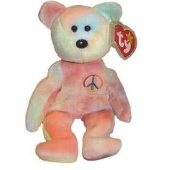 D Ty Beanie Baby ~ GIFT the green Peace Angel Bear ~Plush Beanbag Toy Retired. 