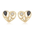 thumbnail image 1 of Aretes Dama Corazón con Flores Swarovski y Onix Oro 14K Lam dorado Unitalla, 1 of 7