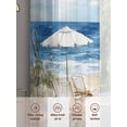 thumbnail image 3 of Coastal Wave Bliue Sheer Curtains for Living Room Bedroom Ocean Oil Painting Sea Beach Plant Sheer Curtains 84 Inch Long 2 Panels Set Light Filtering Curtain Window Treatments Drapes for Dining Room, 3 of 6