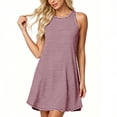 thumbnail image 4 of Byworldtasic Women's Striped Sleeveless Tank Dress Casual A-Line Swing T-Shirt Dress with Side Pockets for Summer, 4 of 8