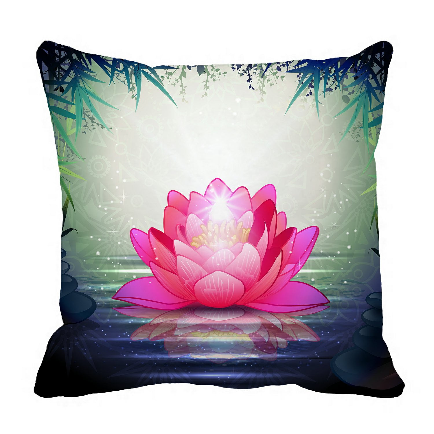 PHFZK Lotus Flower in Tranquil Zen Garden Pillowcase Throw Pillow
