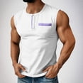 thumbnail image 2 of USNSM Men's Summer Tank Tops Color Block Button Down Sleeveless Henley T Shirts Pullover Casual Slim Fit Shirts with Pocket White M, 2 of 8