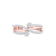 thumbnail image 2 of 10kt Rose Gold Womens Round Diamond Double Flower Cluster Ring 1/3 Cttw, 2 of 4