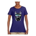 thumbnail image 2 of DJ Kitty Cat with Headphones | Womens Cat Lover Graphic T-Shirt, Purple, X-Large, 2 of 3