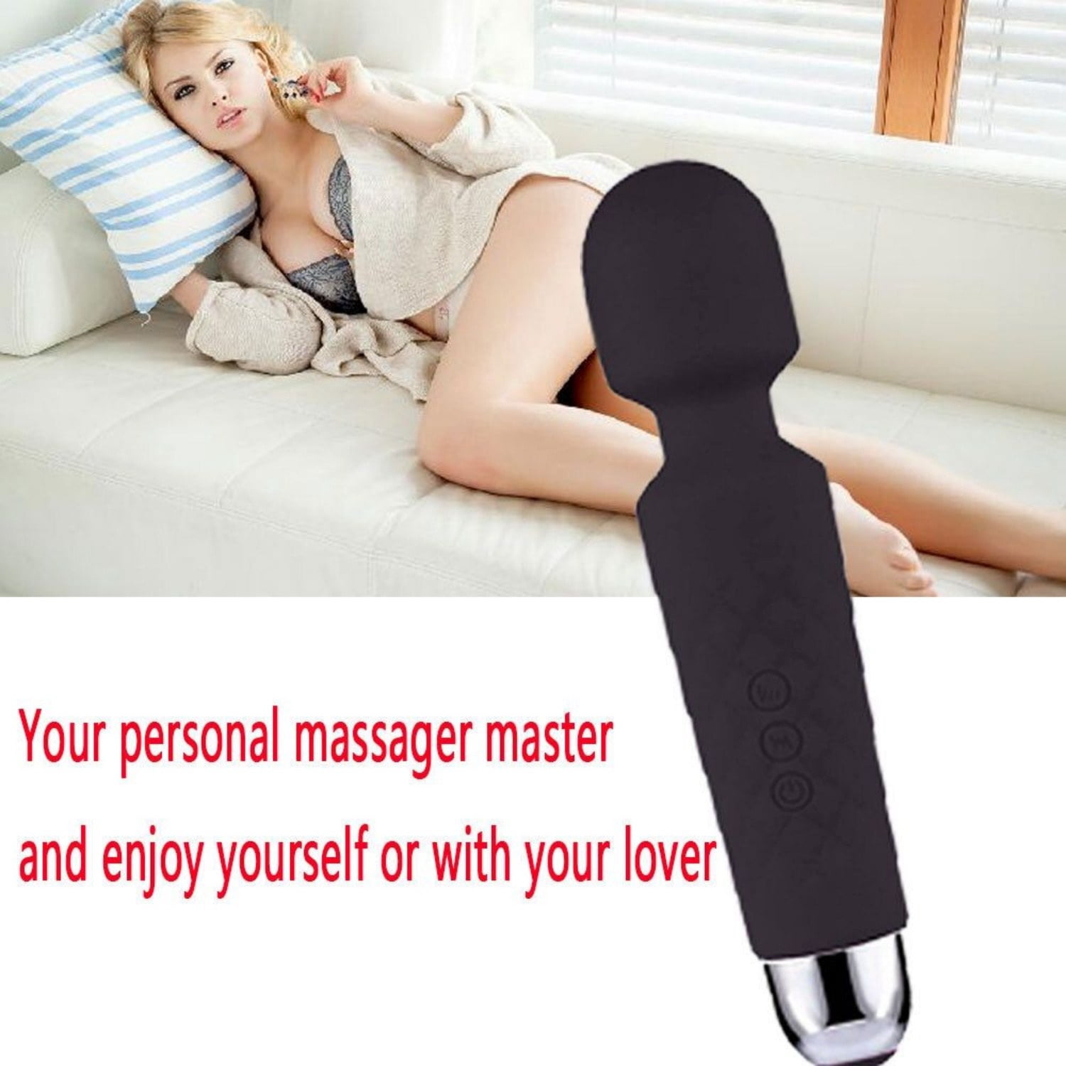 Cordless Handheld Powerful Vibrating Massager Wand Full Body Therapy Personal Wand PVC