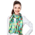 thumbnail image 2 of CBC Crown Women's Lightweight Christmas Tree Printed Christmas Themed Silk Feeling 13" x 60" Scarf, 2 of 4