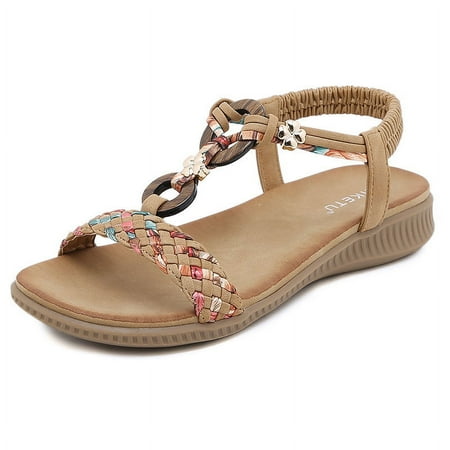 

Footwear Womens Easy Slip On Elasticated Summer Holiday Sandal Shoes with Rhinestones Beach Sandals for Women