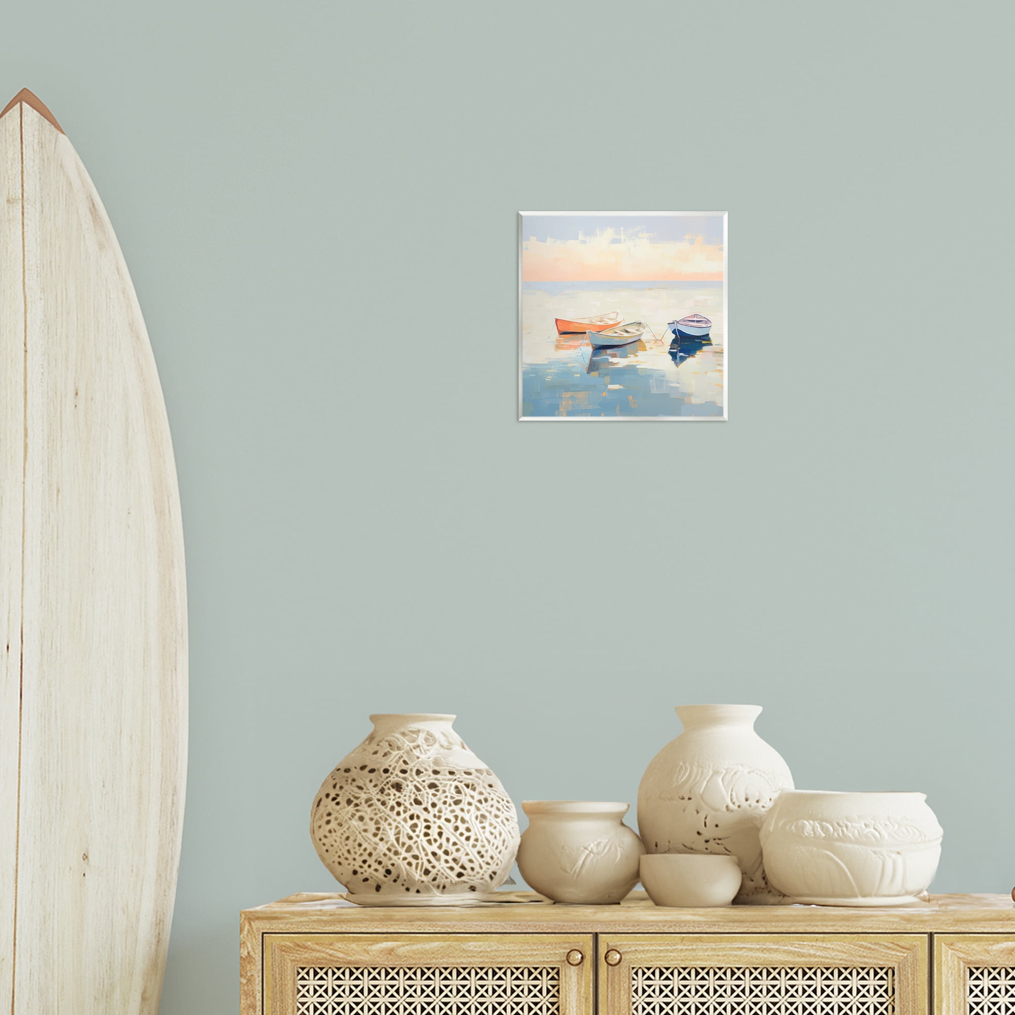 Stupell Industries Boats & Coastal Breeze Nautical & Beach Painting Unframed Art Print Wall Art, 12 x 12