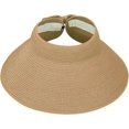thumbnail image 1 of Visera solar para mujer, sombrero enrollable con cola de caballo, visera de paja plegable para playa, sombreros para el sol, 1 of 4