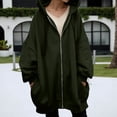 thumbnail image 2 of Gyexs Womens Oversized Hoodies Cotton Jacket Pullover Warm Zip Up Hoodies Plus Size Y2K Streetwear Sweatshirt Pockets Outfits, Army Green, Size L, 2 of 8