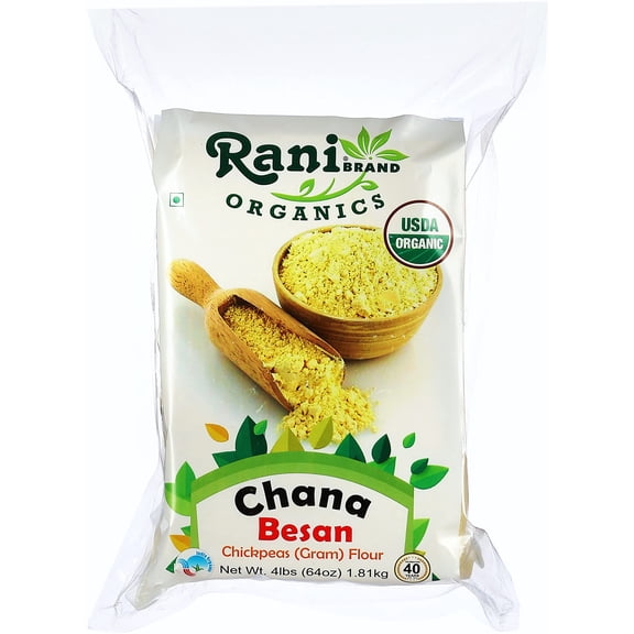 Rani Organic Chana Besan - Chickpeas (Gram) Flour 64oz (4lbs) 1.81kg Bulk ~ All Natural | Vegan | Gluten Friendly | NON-GMO | Indian Origin | USDA Certified Organic