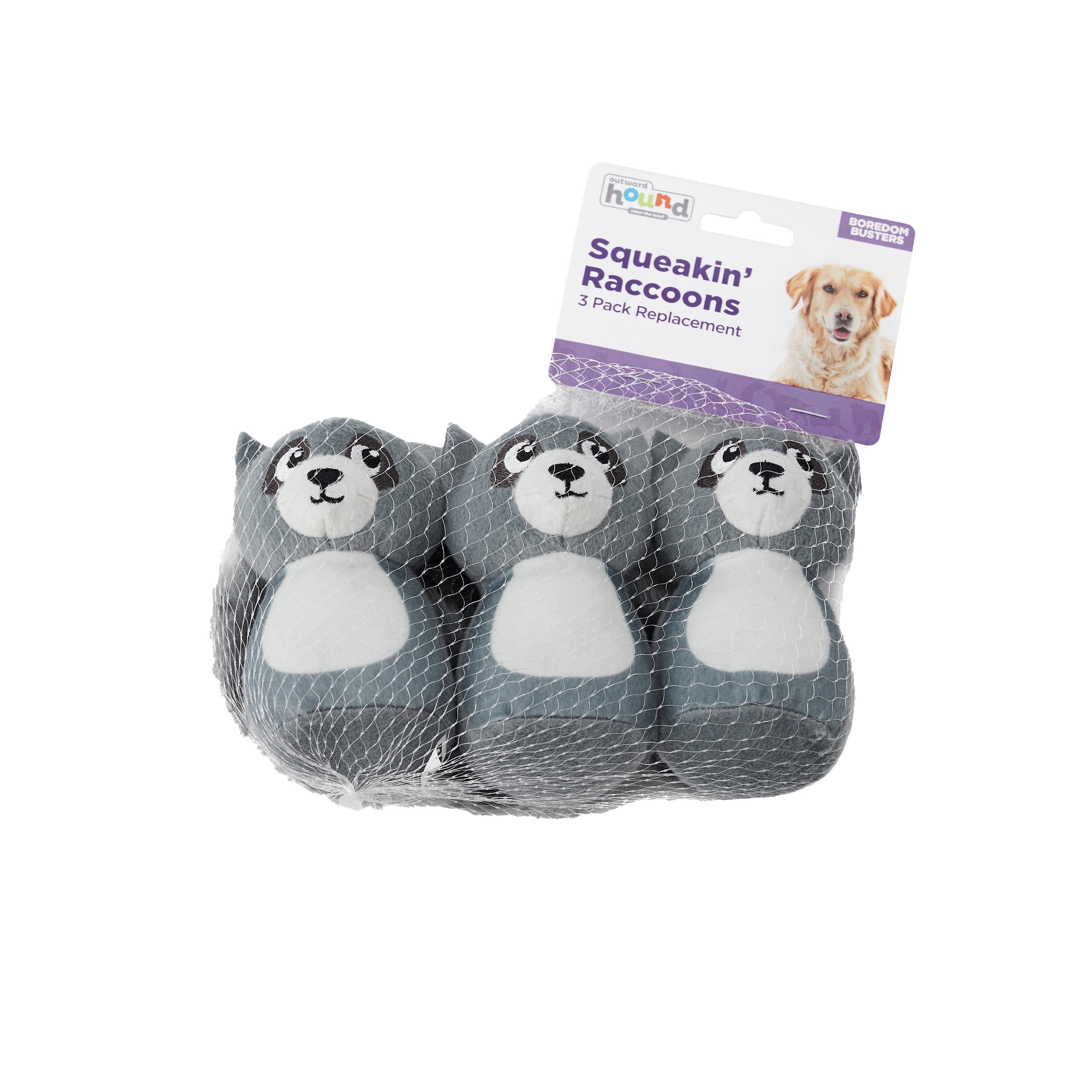 Outward Hound Squeakin' Squirrels Plush Replacement Dog Toys - 3 Pack