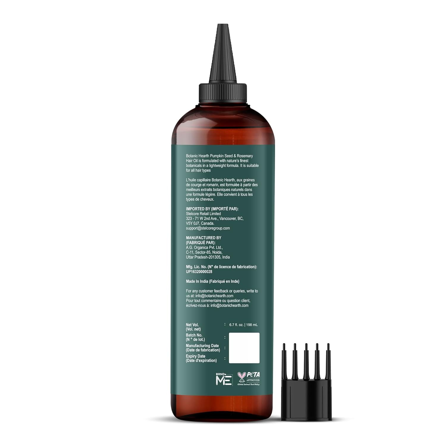 Botanic Hearth 100% Pure Rosemary Pumpkin Seed Oil for Hair Growth, Strengthening Hair Oil for Dry, Damaged, Thinning Hair, Nourishing Hair Tonic for Stronger & Healthier Scalp, Hair Serum, 6.7 fl oz