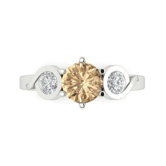 Three-Stone Engagement Ring for Women - 1.72ct Yellow Moissanite in 14K White Gold Promise Ring