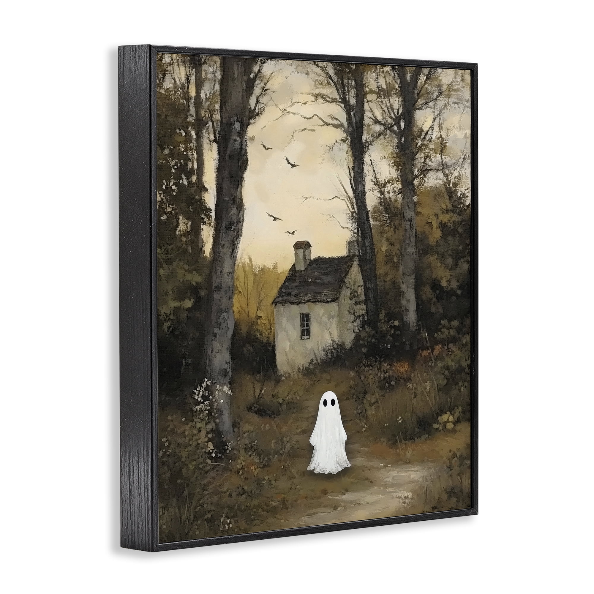 Little Ghost in Cottage Forest Black Framed Giclee Art, design by Arlington Prints
