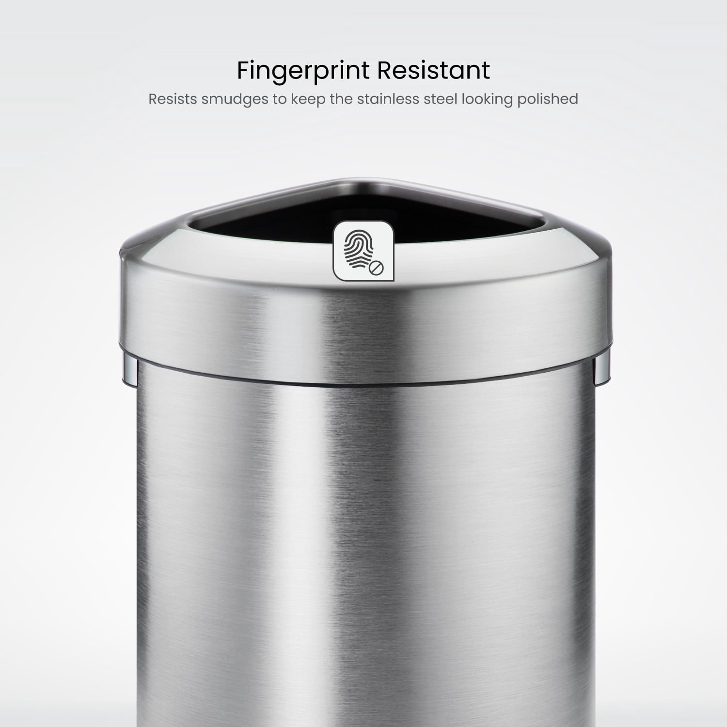 Home Zone Living 16 Gallon Stainless Steel Open Top Trash Can with Triangular Corner Design, Silver
