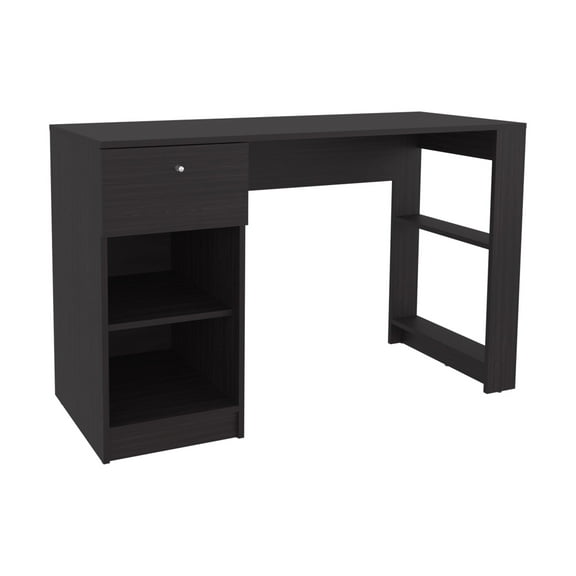 Nmkwnr Wppd Computer Desk with 1 Drawer and 2 Shelves, Perfect for Living Room, Office, Black