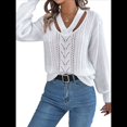 thumbnail image 1 of Suéter Informal de Cuello en V Ahuecado para Mujer, Suéter de Punto de Larga, Suéteres Superiores. L, 1 of 10
