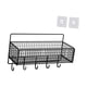 thumbnail image 5 of Organizador de pared colgante, cesta colgante de alambre, cesta de alambre de acero resistente para manualidades L negra con gancho, 5 of 9