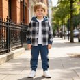 thumbnail image 6 of Futezty Toddler Boys Outfits Long Sleeve Plaid Prints Hoodie Jacket Tops and Pants Set 2 Pieces Kids Fall Winter Clothes 3T-7T, 6 of 7