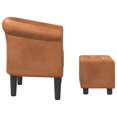 thumbnail image 2 of vidaXL Tub Chair with Footstool Brown Faux Leather, 2 of 5