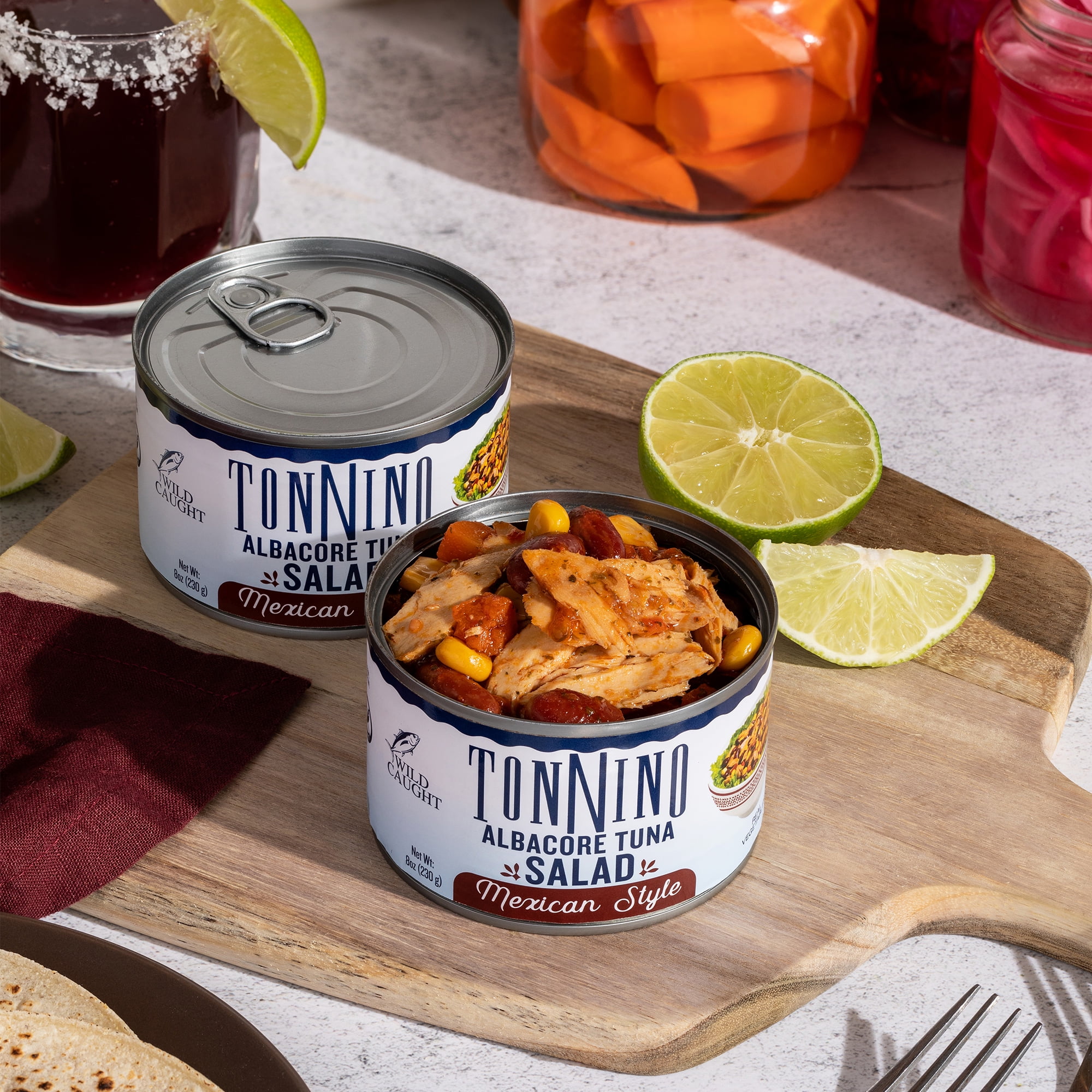 Tonnino Premium Albacore Tuna Salad Mexican Style with Beans, Peppers, and Sweet Corn, 8oz can, Gluten free