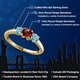 thumbnail image 2 of Gem Stone King 18K Yellow Gold Plated Silver Red Garnet and Blue Zircon Engagement Ring for Women | 1.55 Cttw | Round 5MM | Gemstone January Birthstone | Size 7, 2 of 6