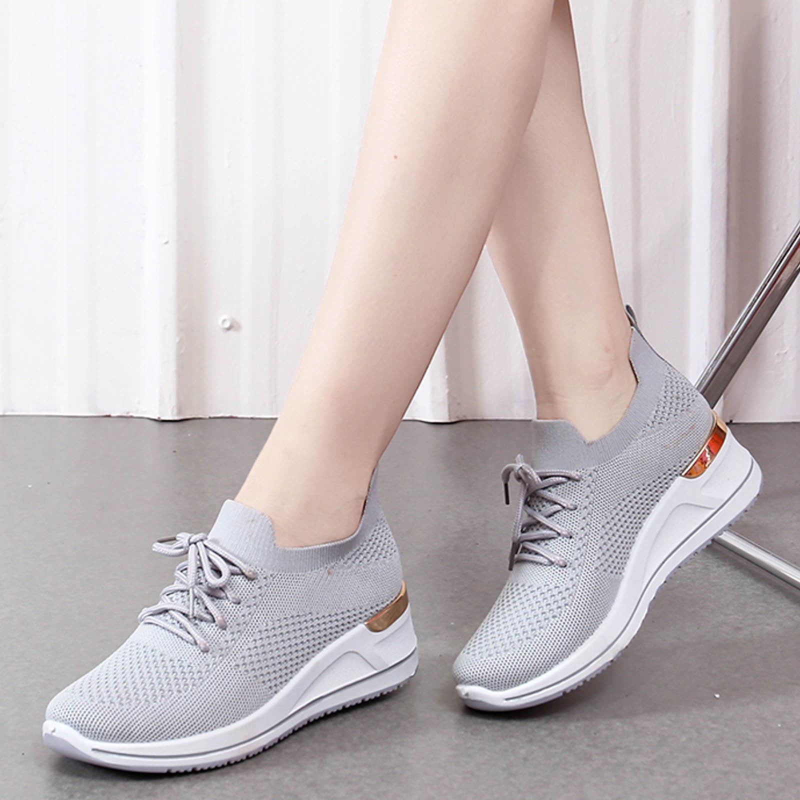 NOKIO Women's Walking Shoes Sock Sneakers Slip on Mesh Platform Air Cushion Athletic Shoes Work Nurse Comfortable Women Breathable Casual Sports Shoes