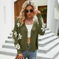 thumbnail image 5 of Women's Fall Cute Daisy Button Jacquard Knit Cardigan Sweater Jacket, 5 of 7