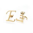 thumbnail image 3 of QQTDFG Stainless Steel Pendant 1" Earrings Necklace 17.7" Set Alphabet Letter Gold P815-E, 3 of 3