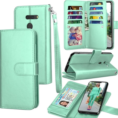 LG G7 ThinQ / G8 ThinQ / G7 2018 / G8 2019 / LG G7+ / LG G8+ Wallet Cases Cover, Tekcoo Luxury ID Cash Credit Card Slots Holder Carrying Folio Flip Cover [Detachable Magnetic Hard Case] &