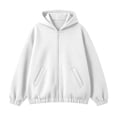 thumbnail image 4 of QUNYINEY Zip Up Hoodies for Women Plus Size Fall White Sweatshirt Long Sleeve Casual Hooded with Pocket Loose Fit Women's Sweatshirt S-2XL, 4 of 4