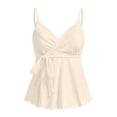 thumbnail image 3 of Women's Babydoll Tops Sleeveless V Neck Peplum Crop Wrap Top Cute Summer Tie Front Camisole, 2XL, 3 of 5