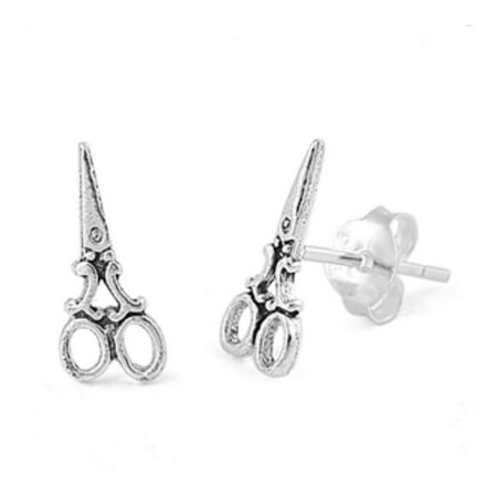 - 925 Sterling Silver Scissors Stud Earrings