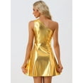 thumbnail image 3 of DARING DIVA Metallic Sleeveless Disco Holographic Dress XS Gold, 3 of 6