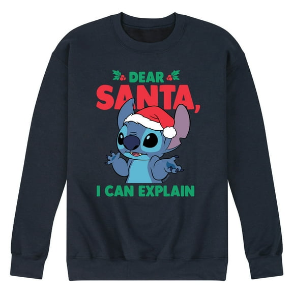 Lilo & Stitch - Dear Santa I Can Explain - Men's Crew Neck Fleece Pullover