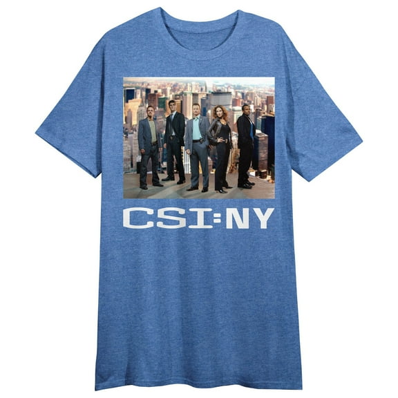 CSI: New York Main Cast NYC Skyline Crew Neck Short Sleeve Blue Heather Women's Night Shirt