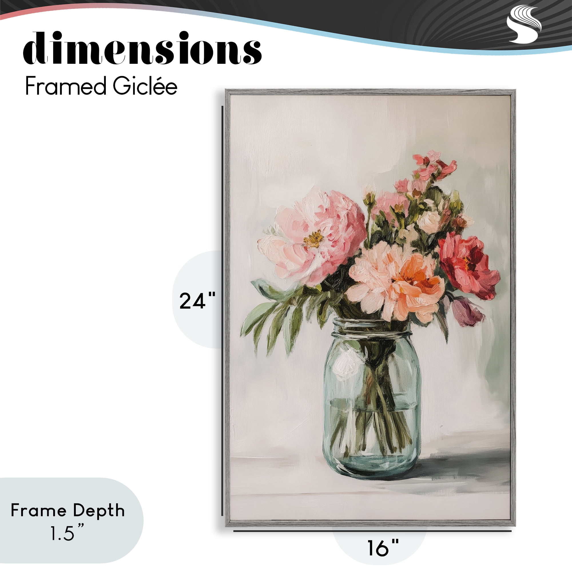 Stupell Industries Pink Flower Stems in Jar Gray Framed Giclee Art, design by Petal Prints Design