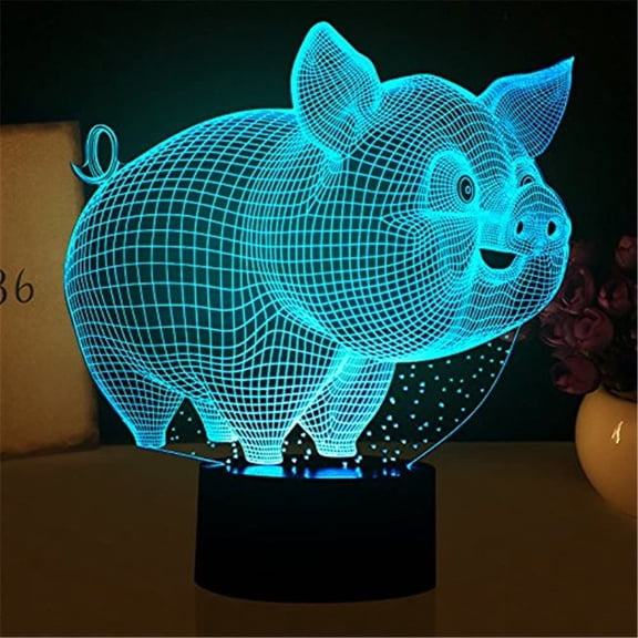 YSITIANNA Pig Night Light 3D Illusion Lamp Touch 7 Color Changing Bed Room Decor Girl Kids Birthday Present Toys Pigs Gifts for Pig Lover Collection STNL#3109