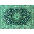 thumbnail image 1 of Ahgly Company Machine Washable Indoor Rectangle Medallion Turquoise Blue Traditional Area Rugs, 8' x 12', 1 of 4