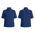 thumbnail image 7 of Yrmaups Loose Fit Short Sleeve Blouse for Women Plus Size, Elegant High Neck Top, Soft Stretch Tee for Business Work Office Daily Wear, Navy XL, 7 of 7