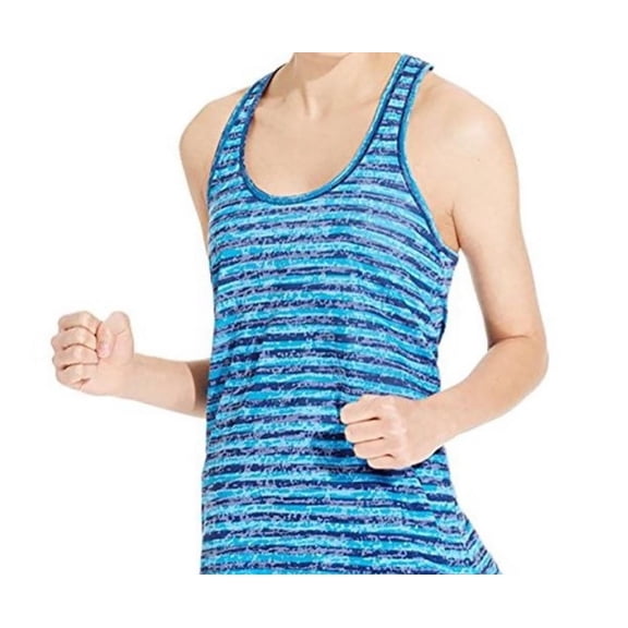 Ideology Womens Striped T-back Burnout Tank Turquoise Stripe (X-Small (2-4))