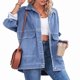 thumbnail image 2 of Chaqueta Vaquera de Mujer, Estilo Boyfriend, Extragrande, con Botones, Larga, Aberturas Laterales Azul L, 2 of 9