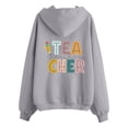 thumbnail image 6 of Women's Zip Up Hoodie with Pocket, Back to School Casual Long Sleeve Pullover, Fashion Hooded Sweatshirt Top Grey,XL, 6 of 6