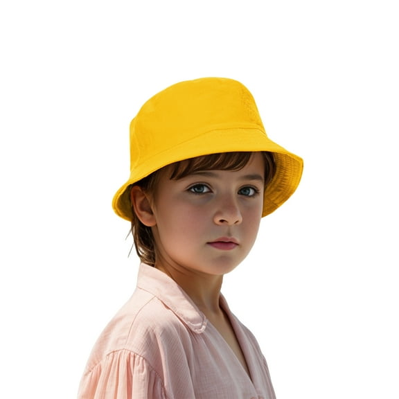 Toptie Classic Kids Cotton Bucket Hat Summer Outdoor UV Sun Protection Hat for Boys Girls-Yellow