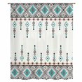 thumbnail image 2 of Teal Black Boho Sheer Curtains 84 Inches Long, Vintage Ethnic Tribe Abstract Art Retro Light Filering Curtains, Breathable Simi Curtain Privacy Drapes for Living Room Bedroom Window Treatment, 2 of 9
