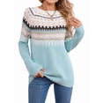 thumbnail image 2 of Women'S Casual Vintage Sweater Raglan Sleeve Crew Neck Knit Pullover Comfortable Warm Autumn Top Sky Blue XL, 2 of 9