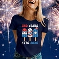 thumbnail image 2 of 250 Anniversary Usa Shirt Summer Tops for Women Graphic Tees Stylish Printed Short Sleeve Round Neck Comfortable Casual Daily Everyday Wear Navy, 2 of 5