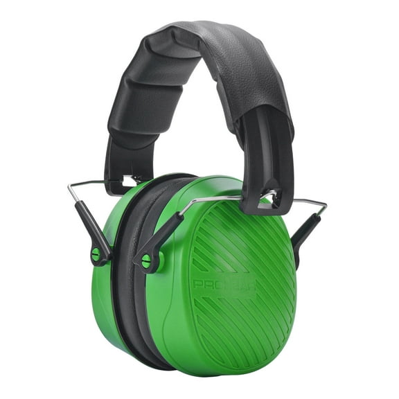 PROHEAR EM038 Ear Protection Safety Earmuffs for Mowing, 28dB Noise Reduction Passive Hearing Protector, Compact Foldable Headset for Shooting Construction Power Tools, Green